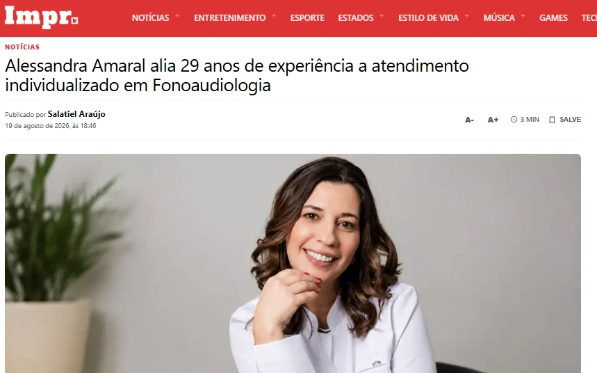 Reportagem sobre Alessandra Amaral no portal ImprensaBR