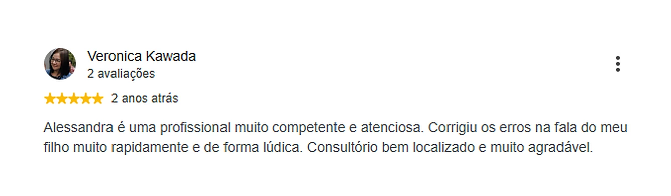 Avaliação de paciente publicada no Google sobre a fonoaudióloga Alessandra Amaral (4)