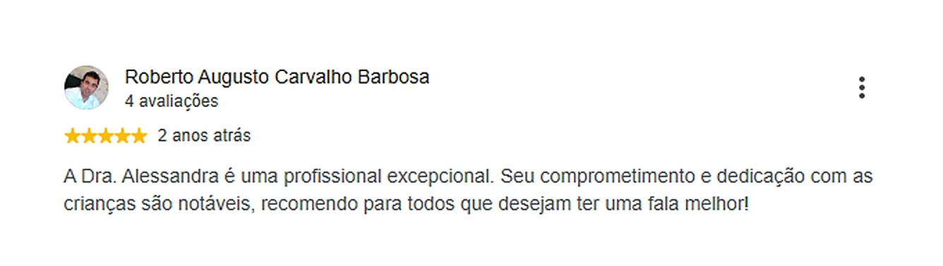 Avaliação de paciente publicada no Google sobre a fonoaudióloga Alessandra Amaral (3)